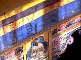 Tibet Guge 06 Tsaparang White Temple 11 12 Jowo Khang Ceiling Buddha Pillar The ceiling capitals are among the most accomplished in Tibet. At the top of each of the four slender columns is a small wood-carved Shakyamuni. Photo  